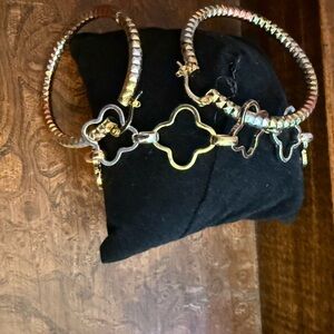 Gold and Silver and rose gold Clover Bracelets with matching earrings